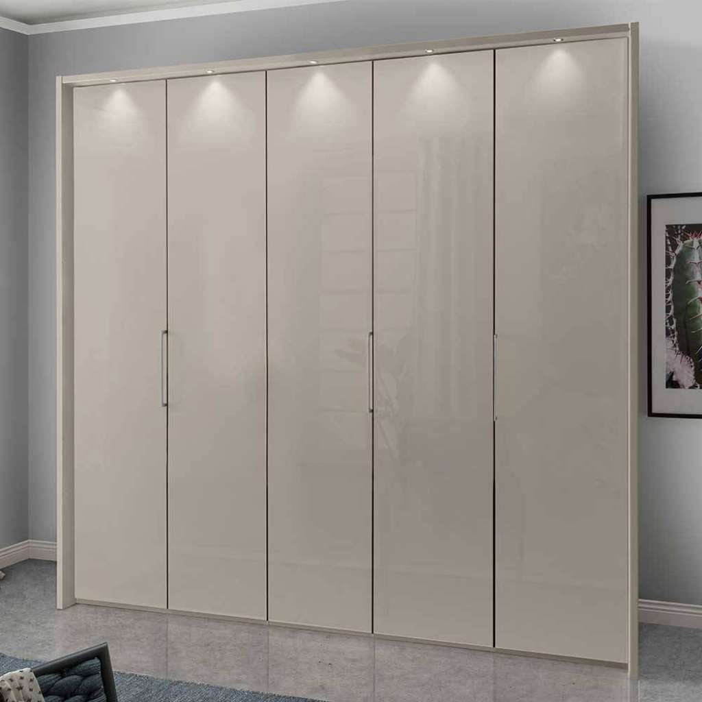 Kleiderschrank Glasfront in Beige Dreh- und Falttüren