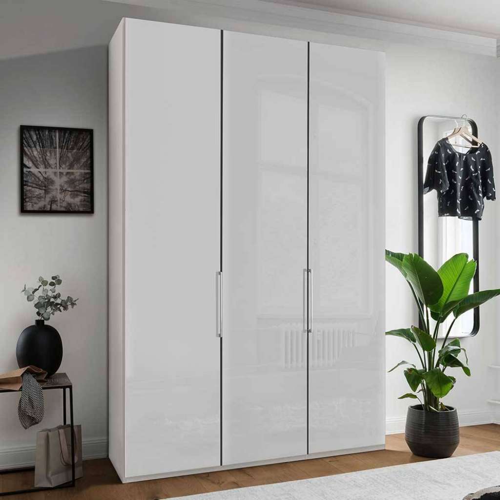 Hochwertiger Kleiderschrank in Weiß Front glasbeschichtet