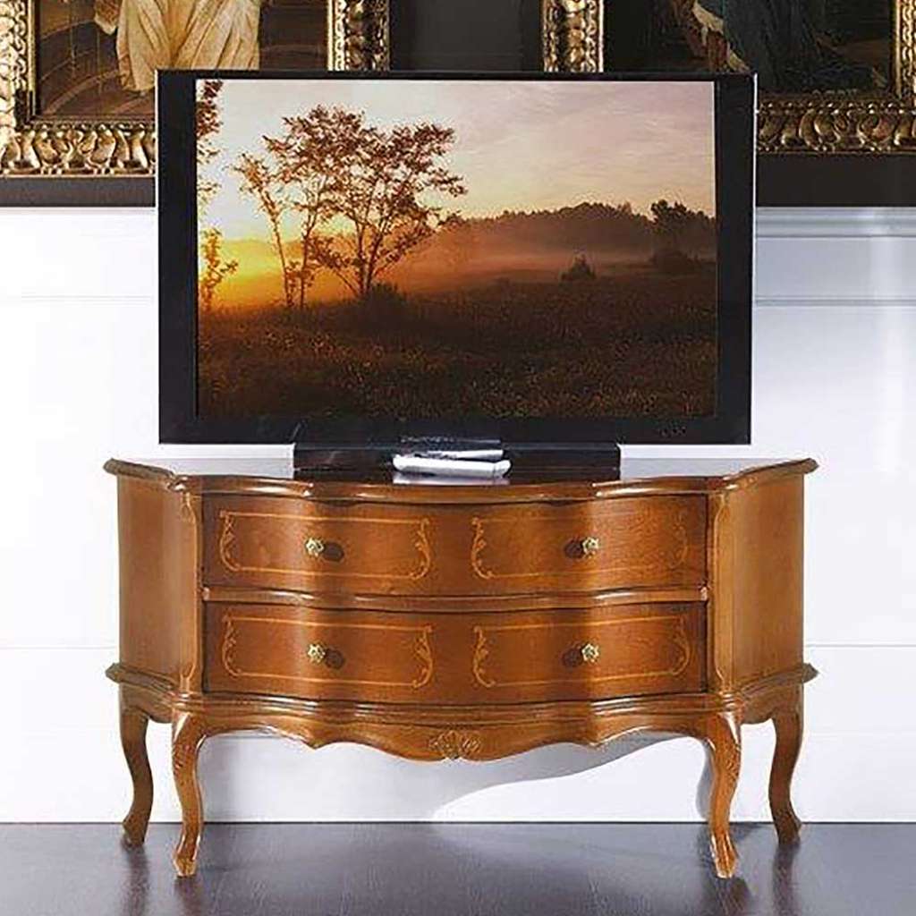 Fernsehertisch in Nussbaumfarben Barockstil