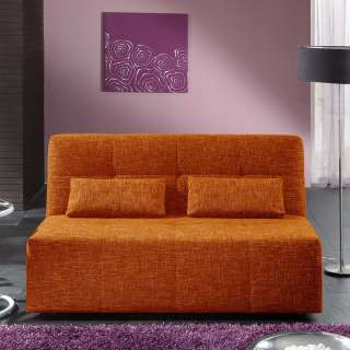 Moderne Klappcouch in Orange meliert Bettkasten