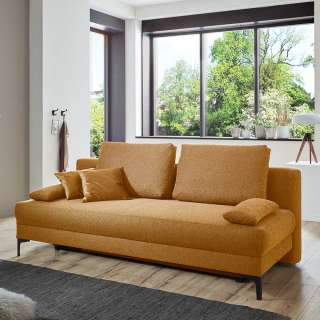 Wohnzimmer Couch mit Faltmechanik Flachgewebe in Braun