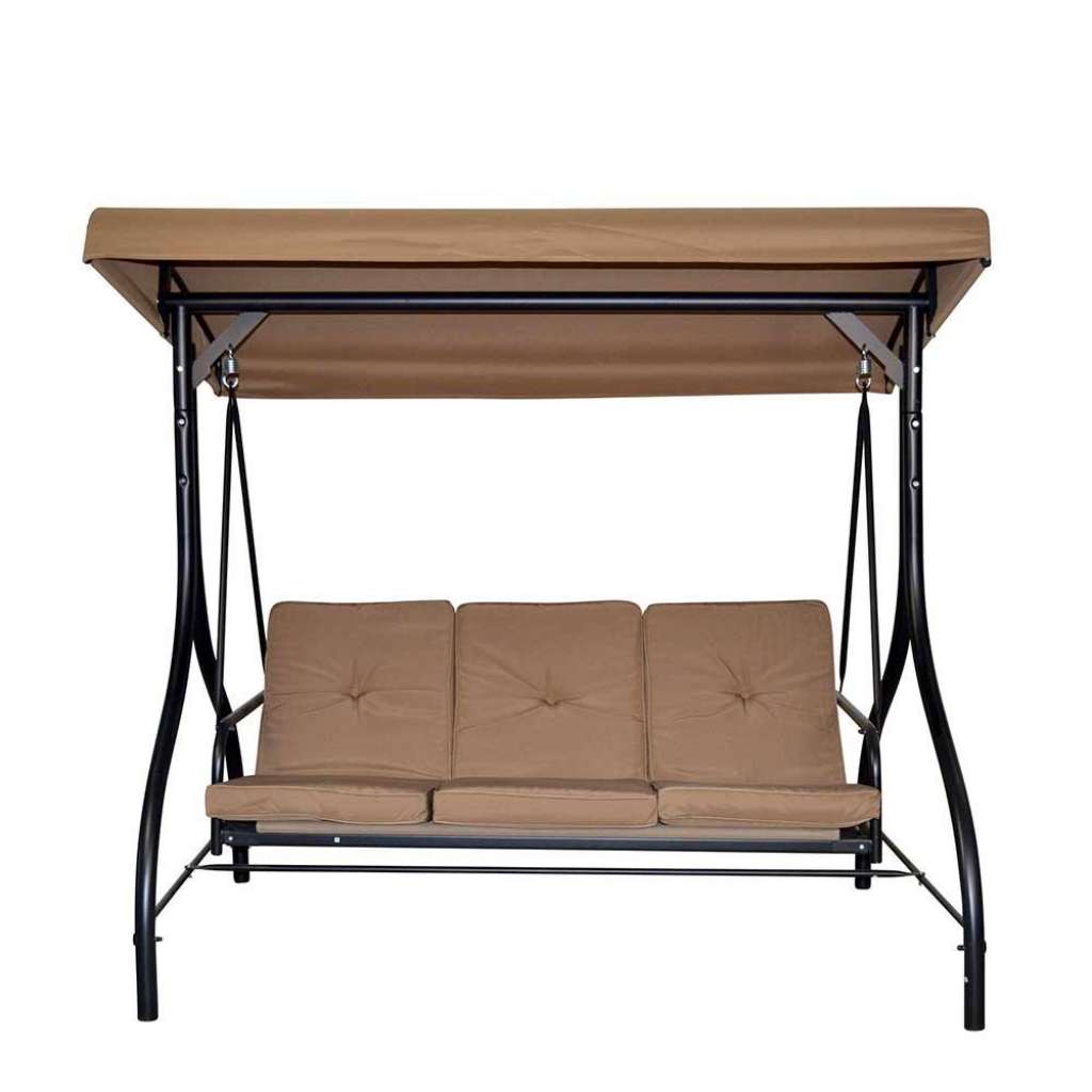 Moderne Hollywoodschaukel mit Bettfunktion Beige & Schwarz