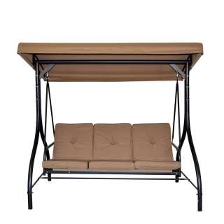 Moderne Hollywoodschaukel mit Bettfunktion Beige & Schwarz