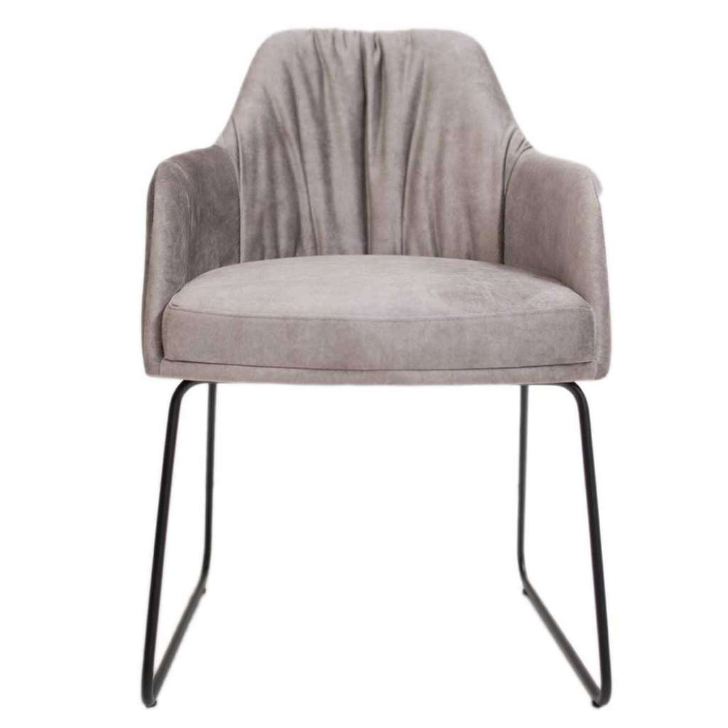 Polster Armlehnstuhl in Grau Gestell aus Metall