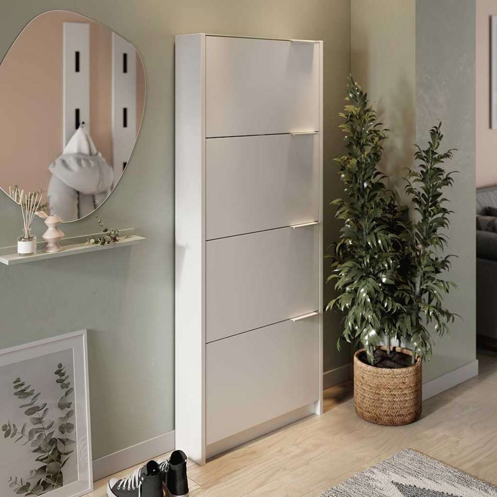 Schuhschrank flach in Weiß Made in Germany