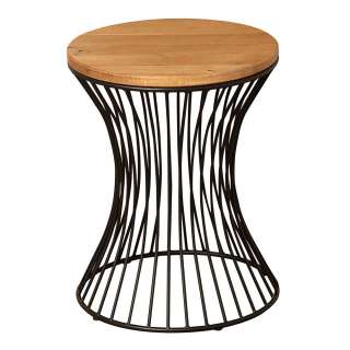 Beistelltisch Massivholz und Metall Drahtgestell Diabolo Form