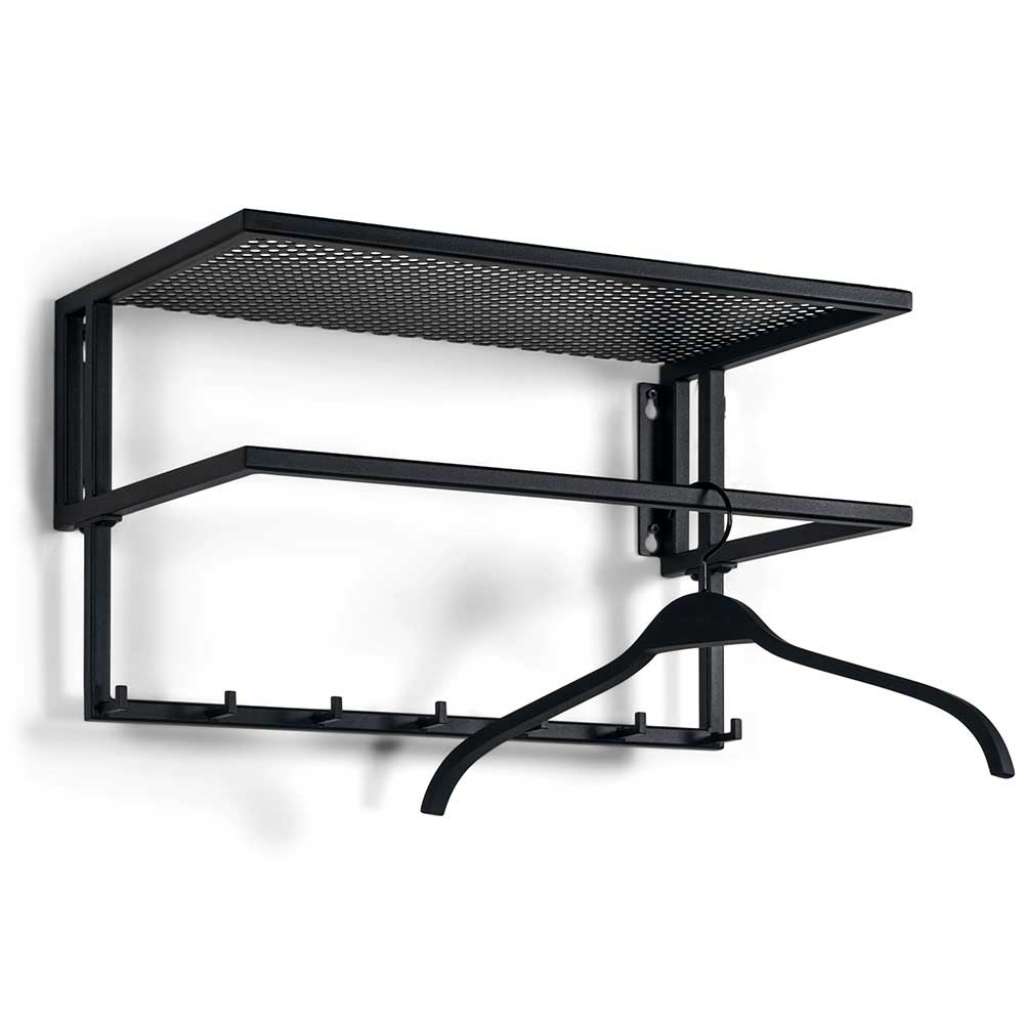 Industrial Wandgarderobe aus Stahl Schwarz pulverbeschichtet