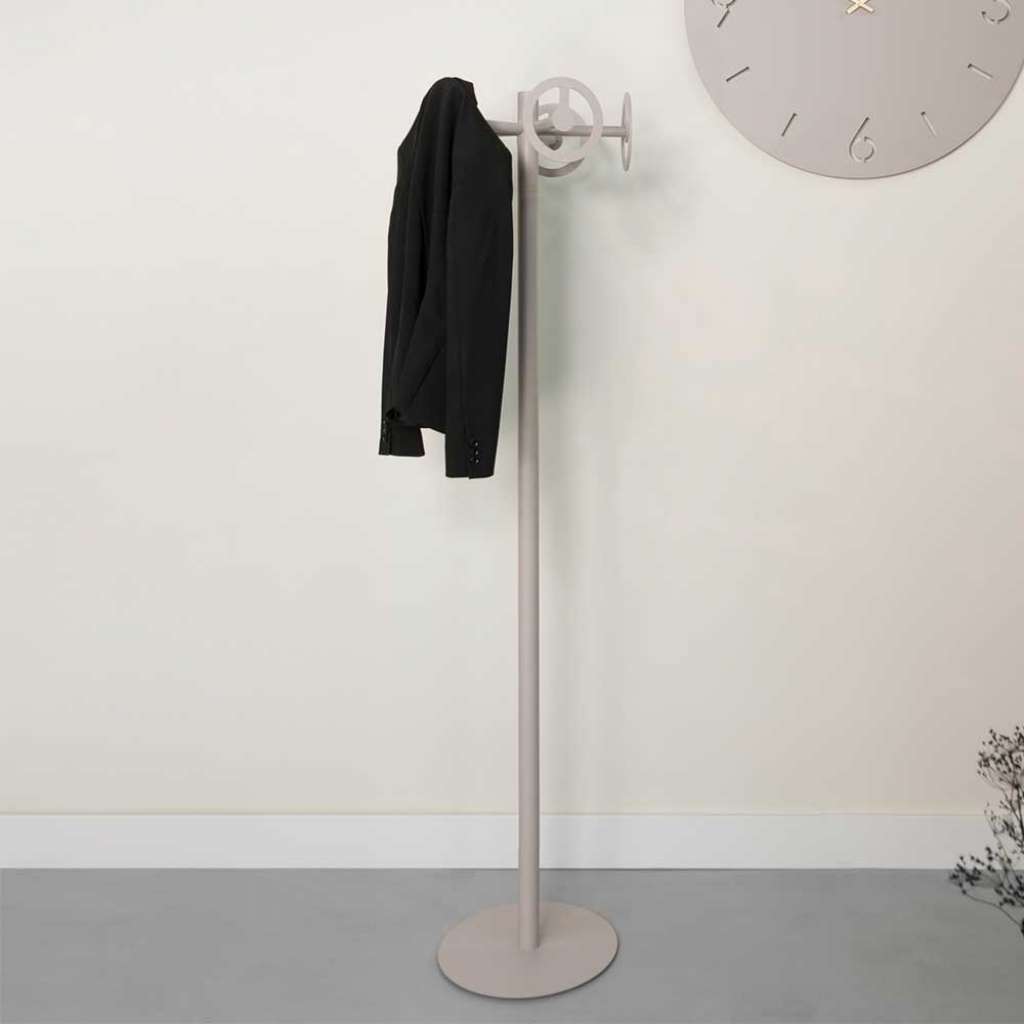 Design Garderobenstaender aus Stahl Taupe