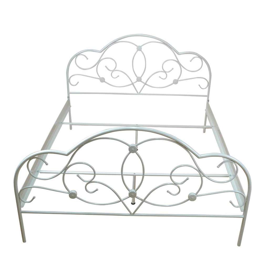 Bett in Creme Weiß Stahl