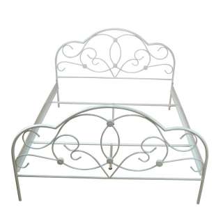 Bett in Creme Weiß Stahl