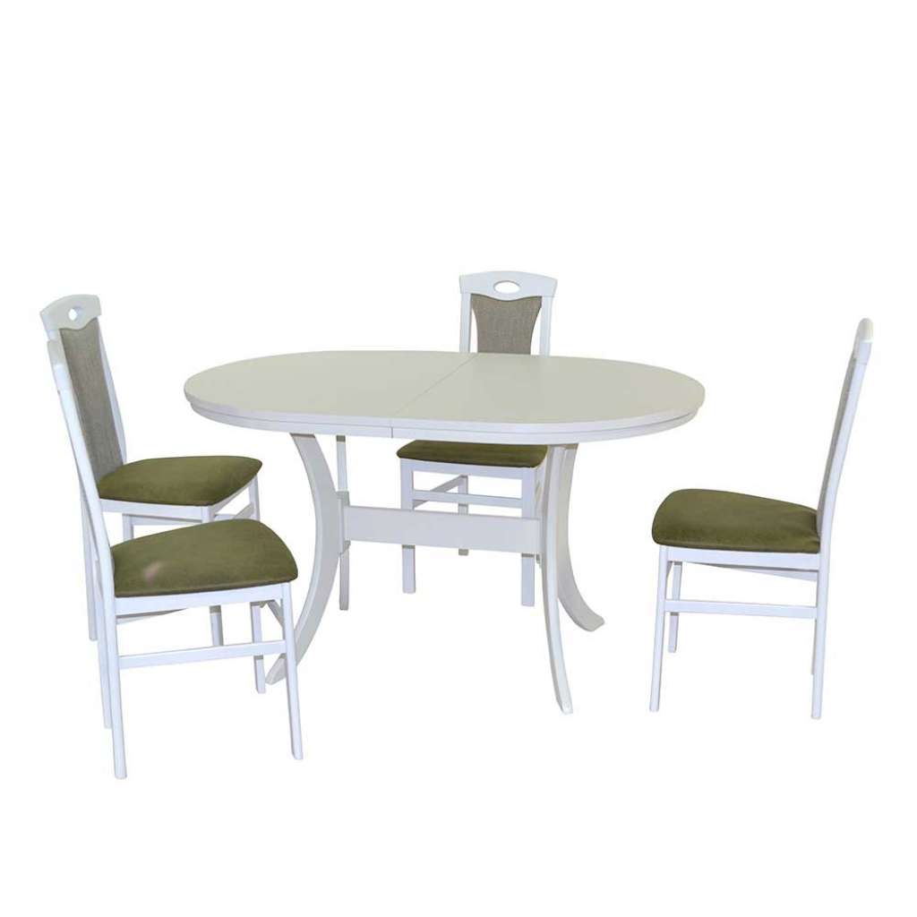 Küchen Essgruppe mit Ausziehtisch Weiß und Grün