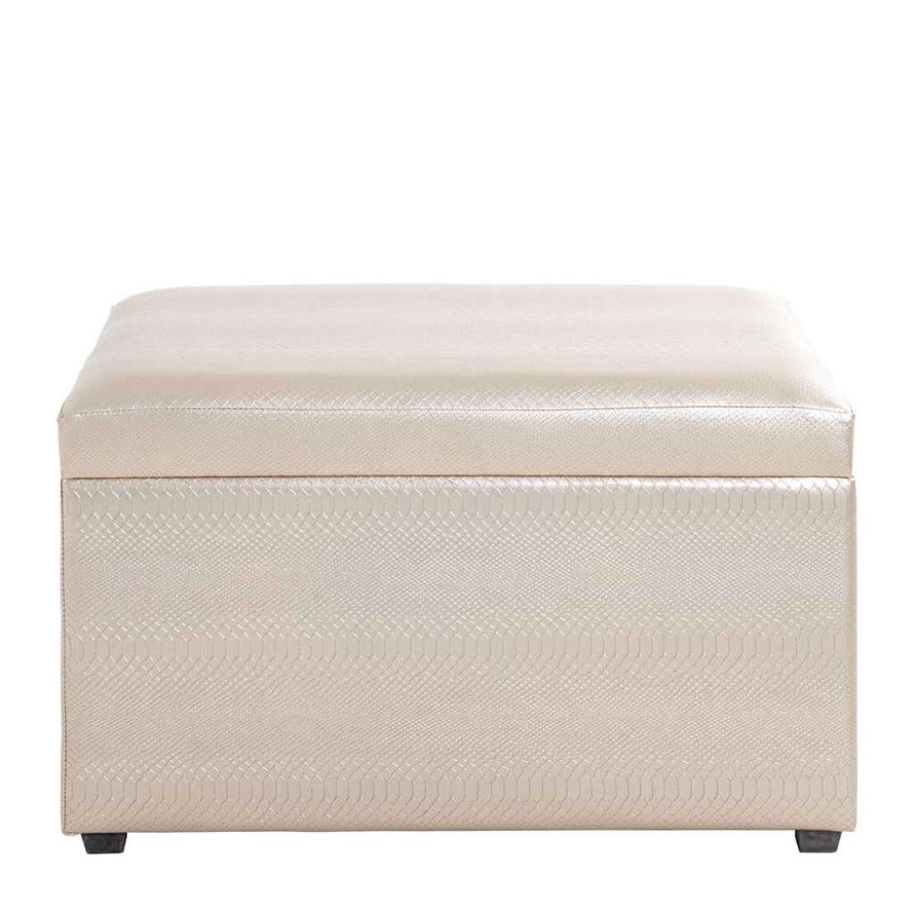 Kunstleder Truhe in matt Goldfarben gepolstertem Deckel