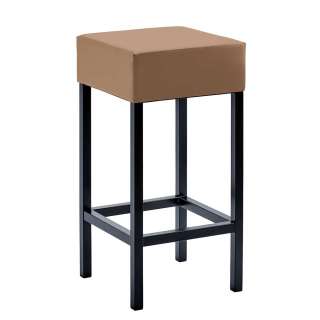 Design Hocker für Küche in Hellbraun & Schwarz Vierfußgestell aus Metall