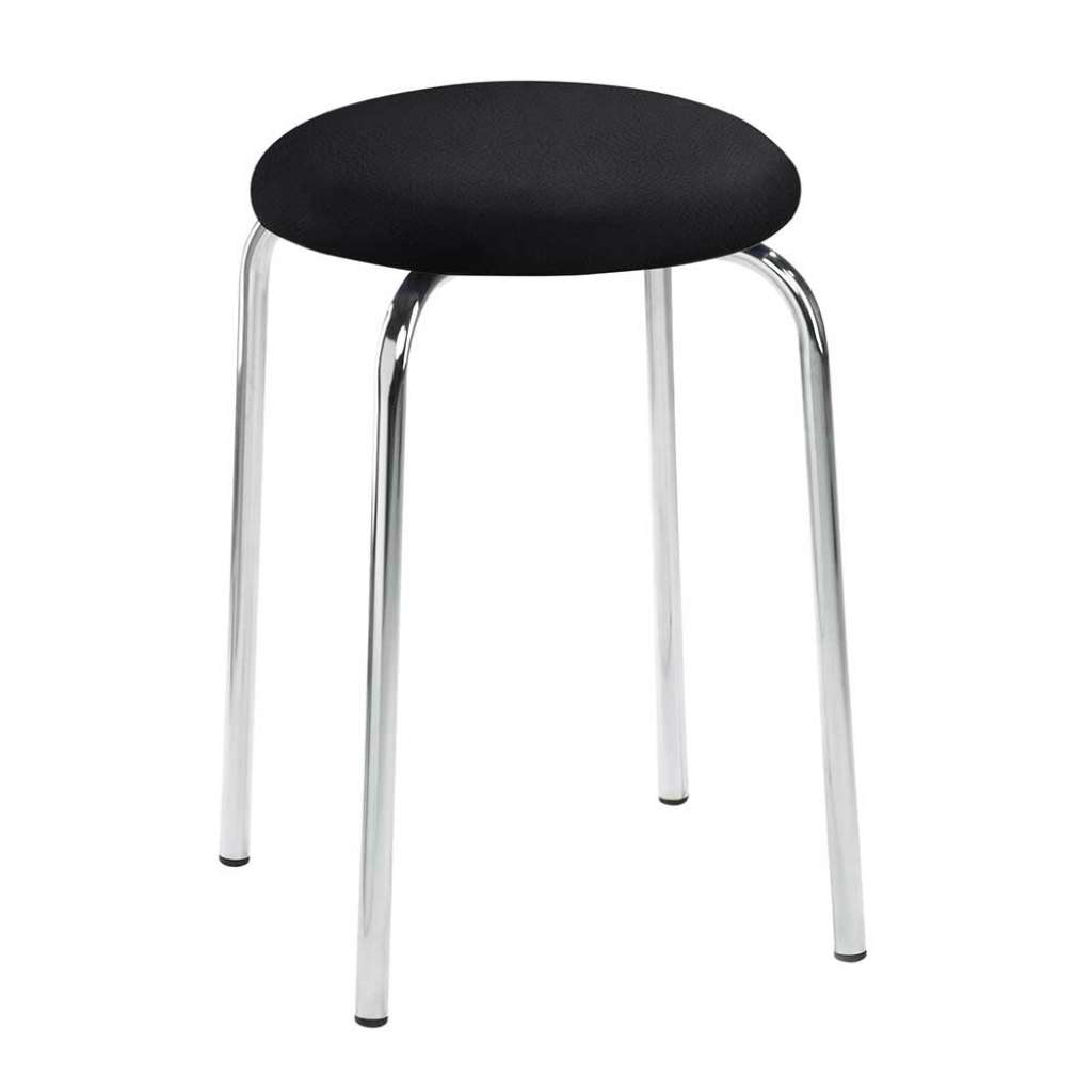 Kleiner Hocker in Schwarz Chromfarben