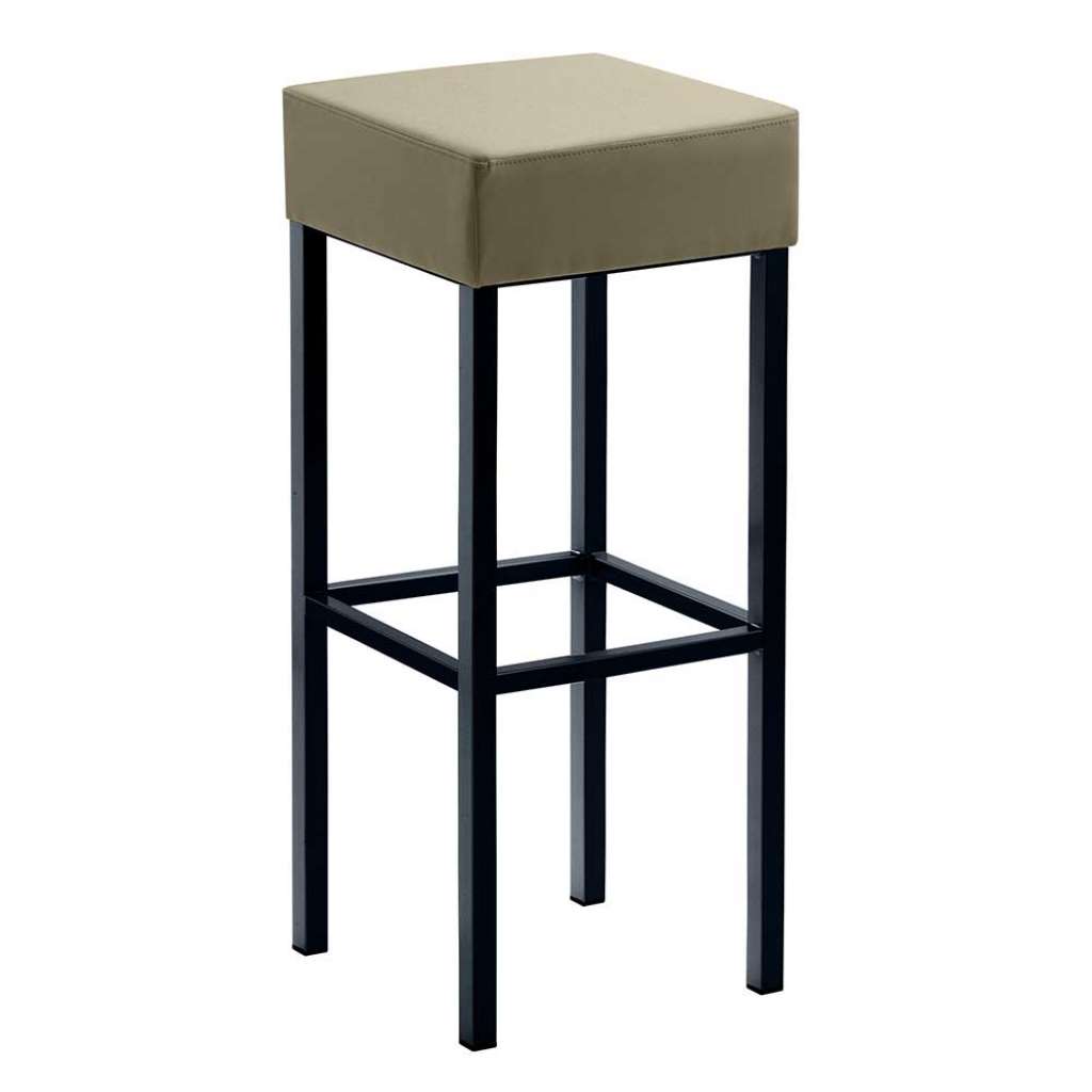 Moderner Barhocker in Taupe und Schwarz Vierfußgestell aus Metall