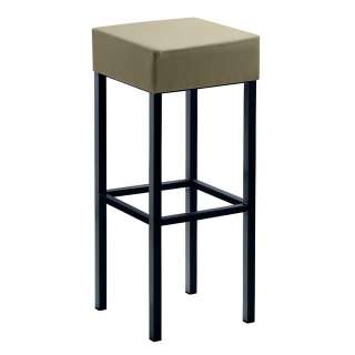 Moderner Barhocker in Taupe und Schwarz Vierfußgestell aus Metall