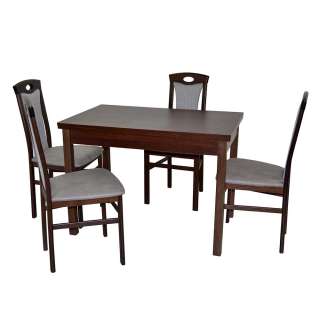 Esszimmer Sitzgruppe mit Tisch und Stühlen Nussbaumfarben (fünfteilig)
