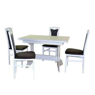 Esstischgruppe mit vier Stühlen Weiß und Anthrazit (fünfteilig)