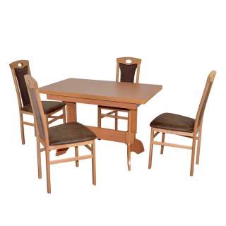 4 Personen Esstischgruppe mit rechteckigem Tisch Buchefarben (fünfteilig)