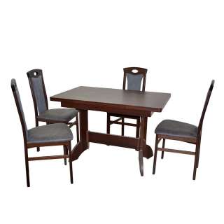 Klassische Esszimmergruppe in Nussbaumfarben Tisch ausziehbar (fünfteilig)