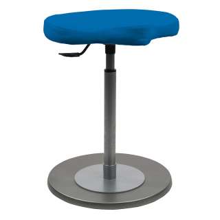 Blauer Kunstleder Pendelhocker durch Gasdruck höhenverstellbar Made in Germany