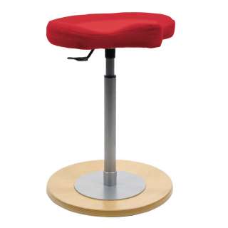 Arbeitshocker Schreibtisch mit Sattelsitz Stoffbezug in Rot