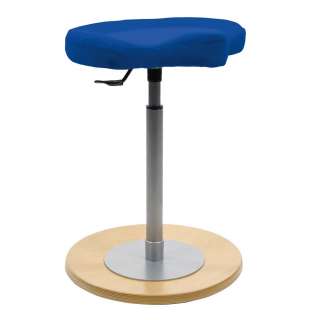 Moderner Pendelhocker blauer Stoffbezug Gasdruck höhenverstellbar