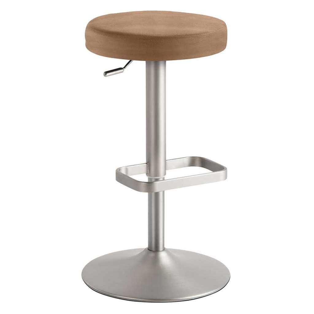 Designbarhocker in Hellbraun Chrom matt