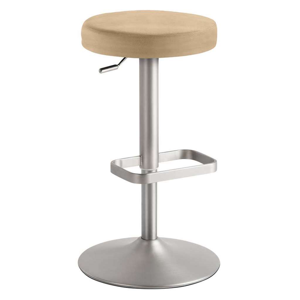 Hocker mit Gasdrucklift in Beige Chromfarben