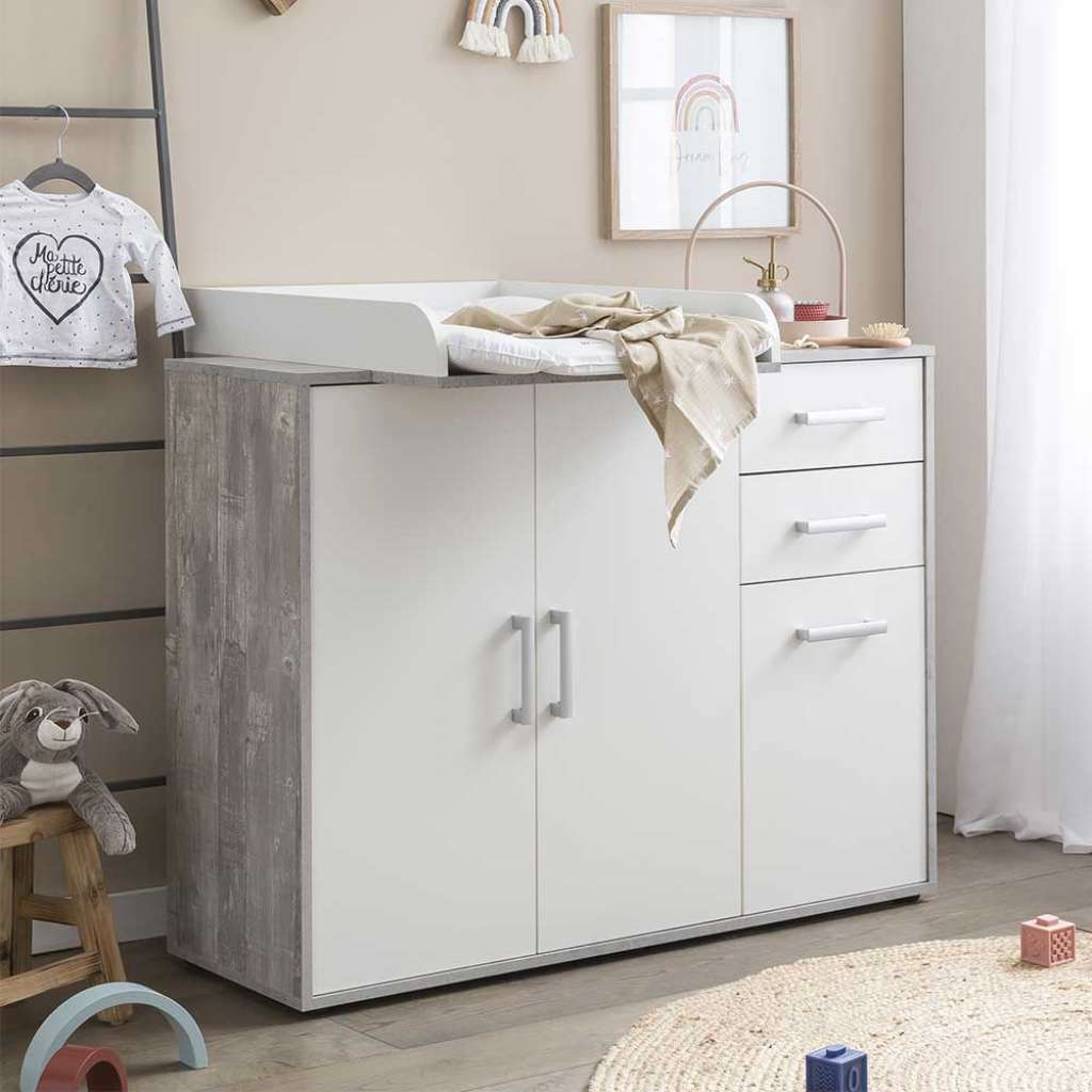 Moderner Wickeltisch in Beton Grau & Weiß Made in Germany