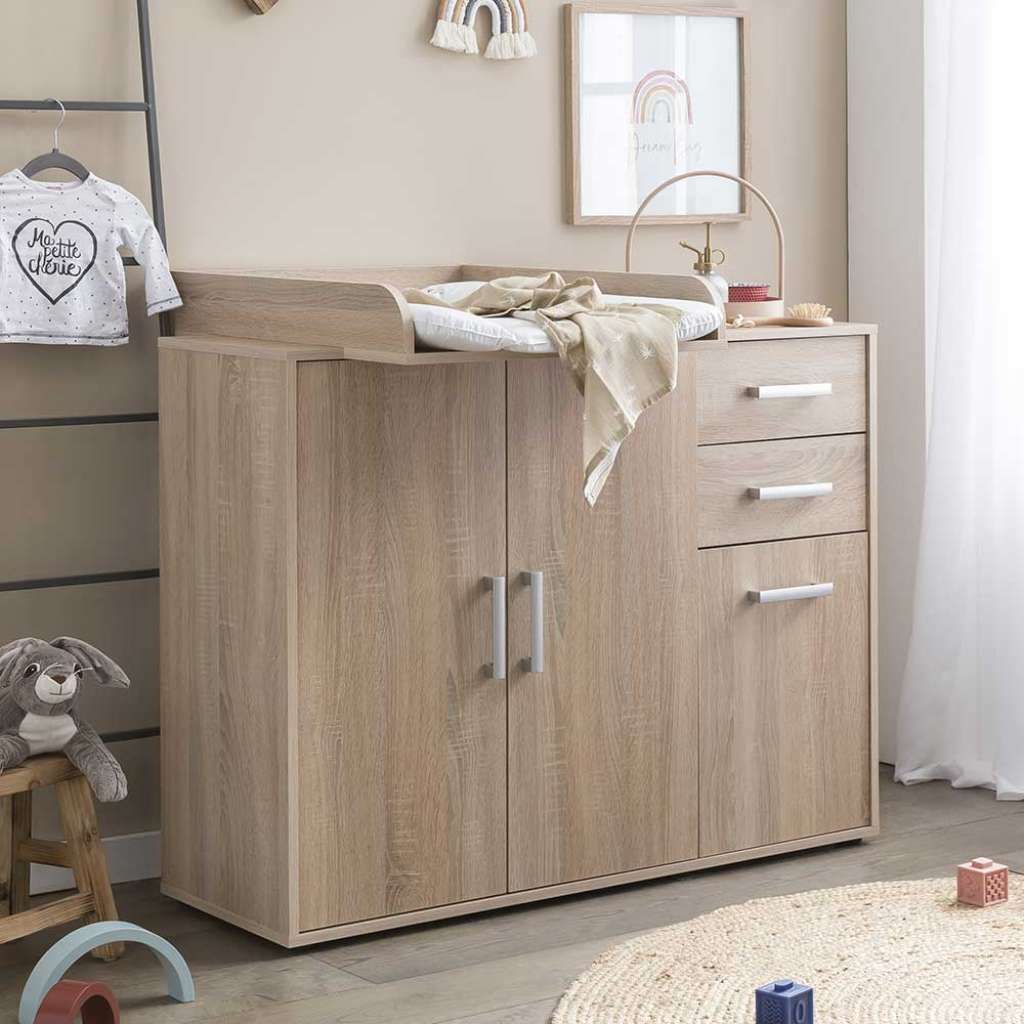 Babywickelkommode in Sonoma-Eiche Holzoptik melaminbeschichtet