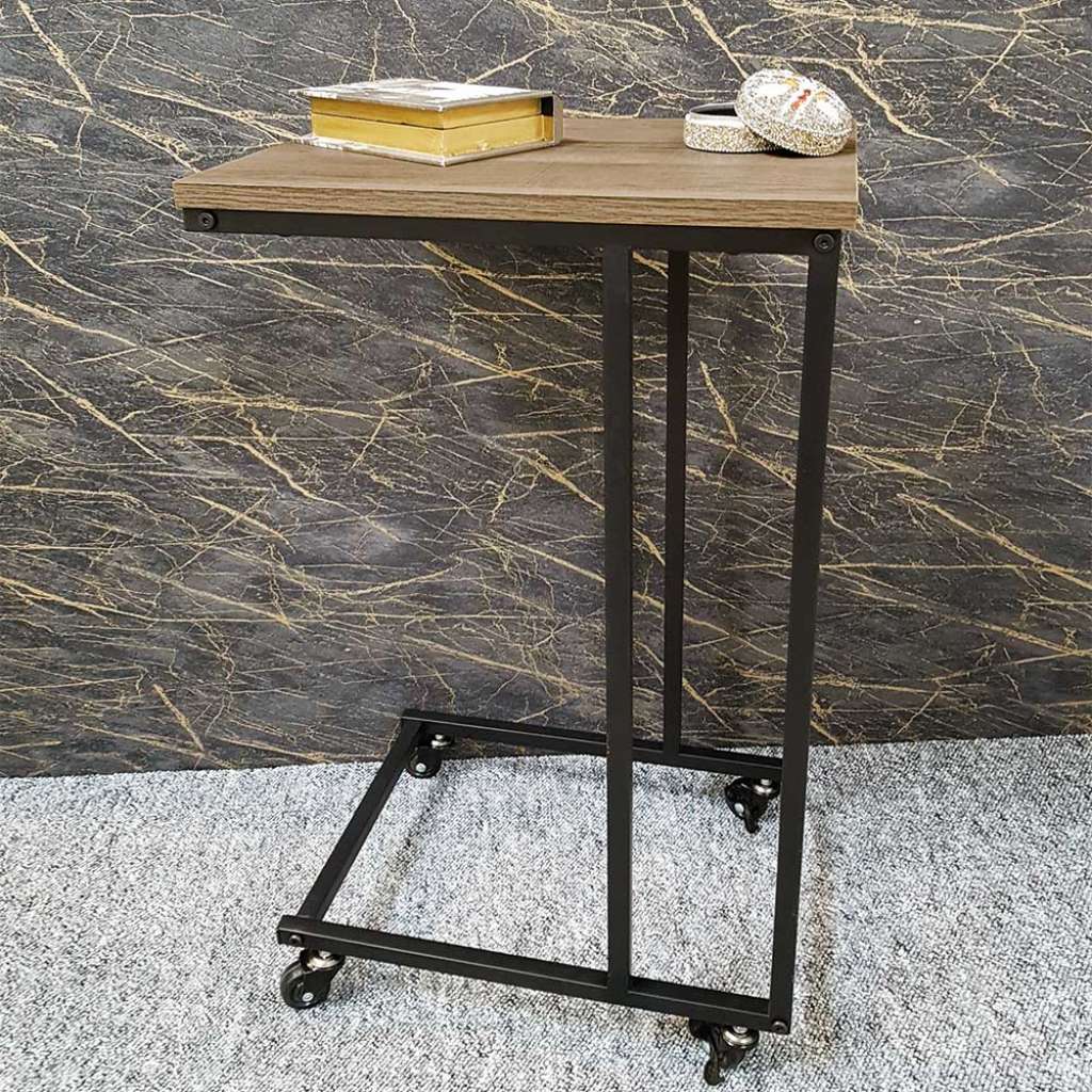 Anstelltisch mit Rollen in Eichefarben Schwarz