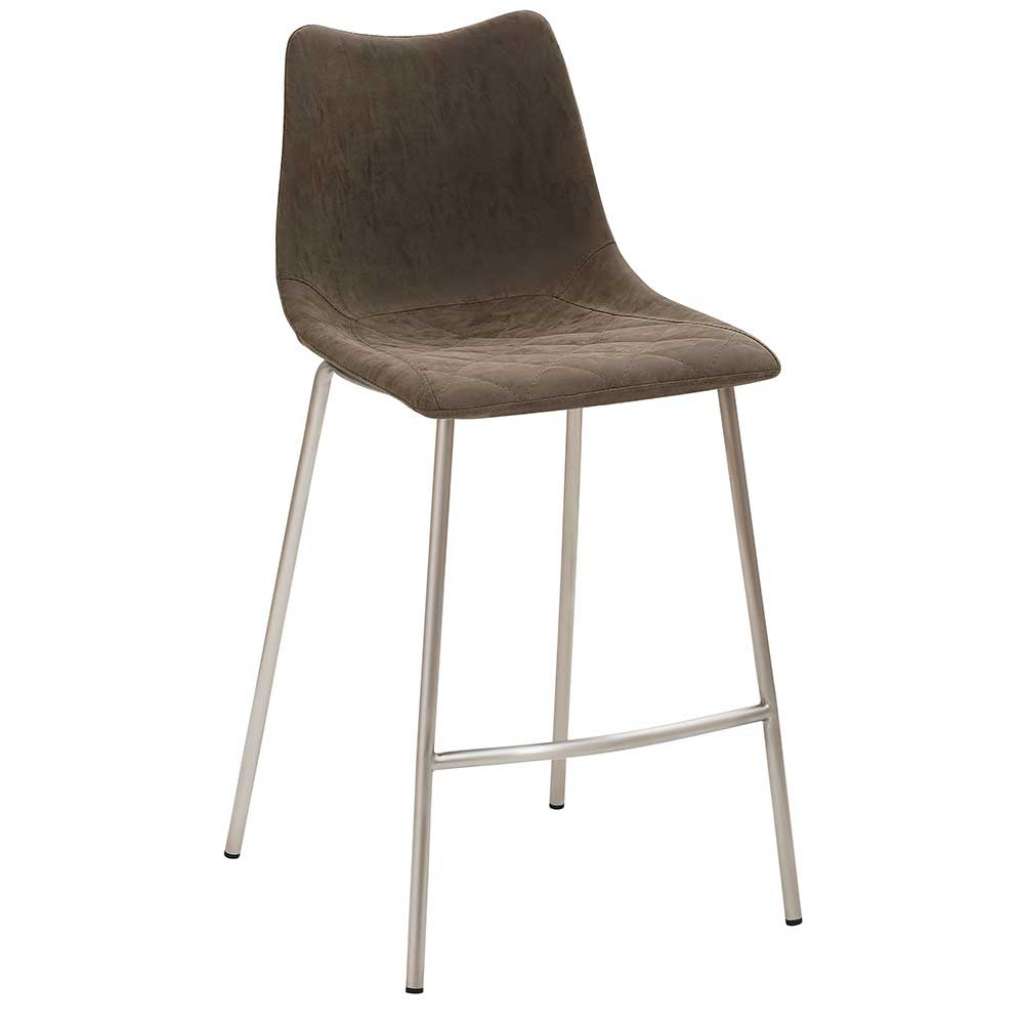 Edelstahlgestell Küchenhocker mit Sitzschale Bezug Kunstleder Vintage