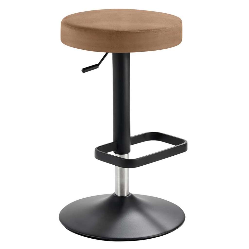 Barhocker verstellbar in Hellbraun Microfaser bis 82 cm Sitzhöhe