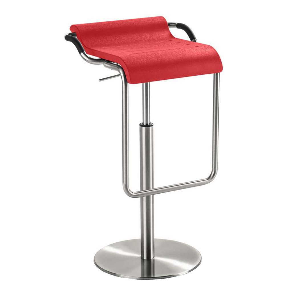 Barhocker Design in Rot Chromfarben gebürstet