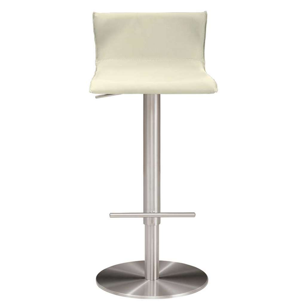 Design Echtlederbarhocker mit Tellerfuß Chrom gebürstet