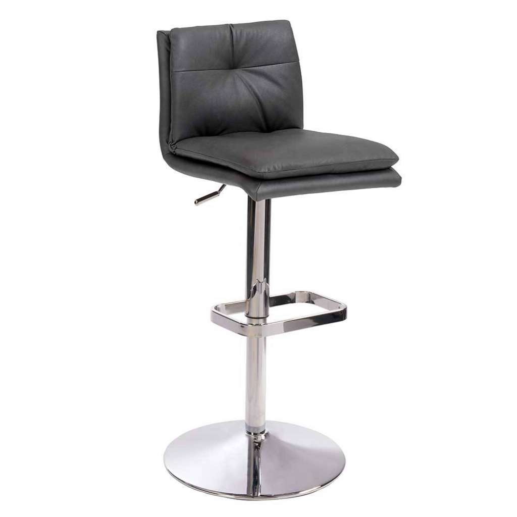 Design Hochhocker in Dunkelgrau Chromfarben
