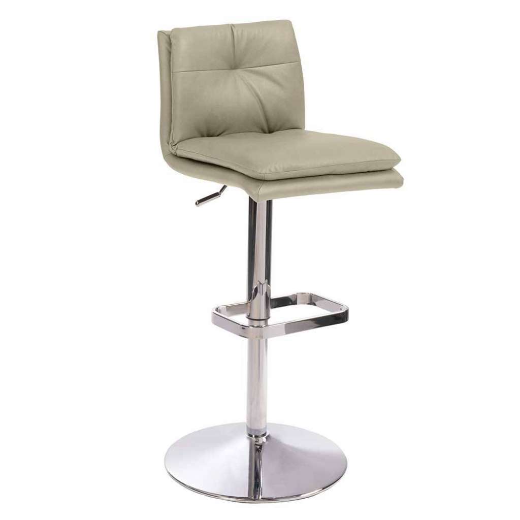 Designbarhocker mit Rückenlehne Bezug Microfaser Taupe Gestell Chrom