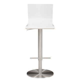 Designbarhocker mit Schalensitz Tellerfuß Gestell in Chrom gebürstet