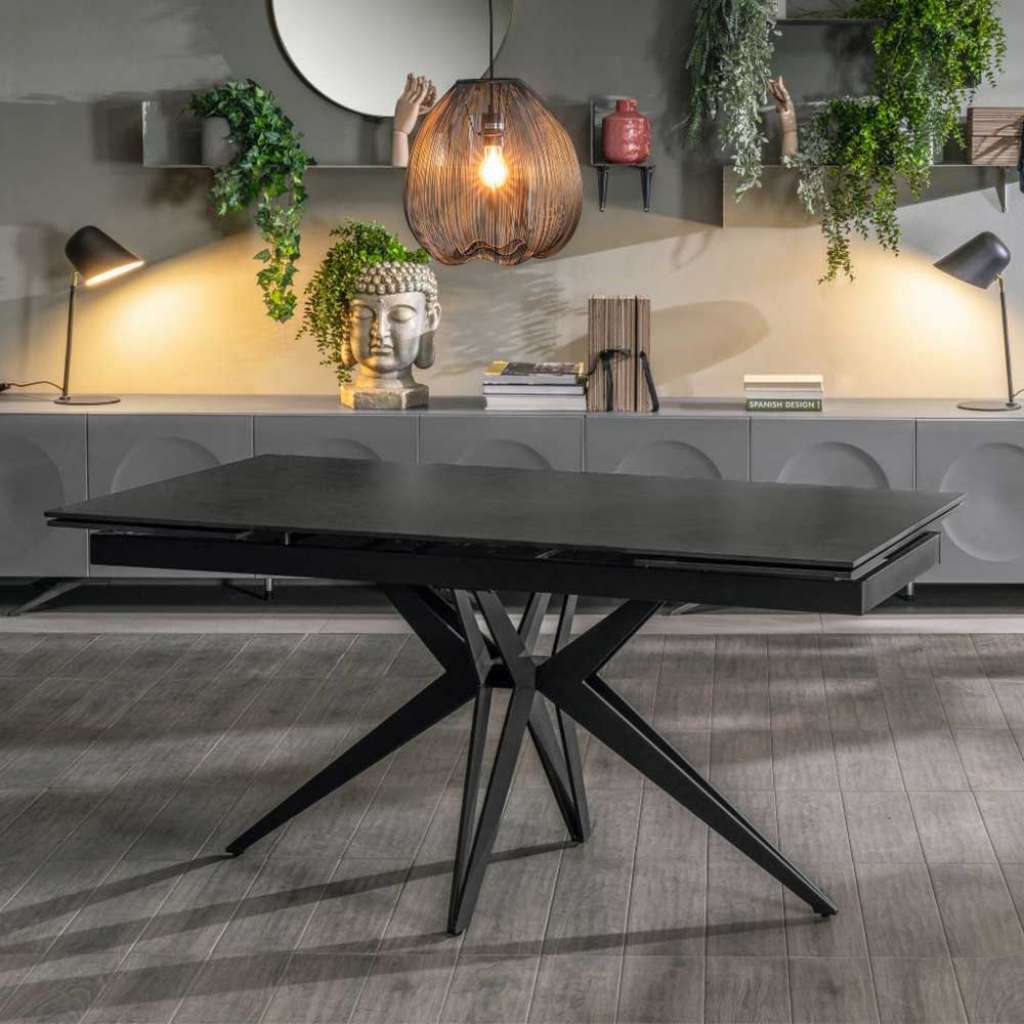 Hochwertiger Ausziehtisch mit Keramikplatte zwei Einlegeplatten