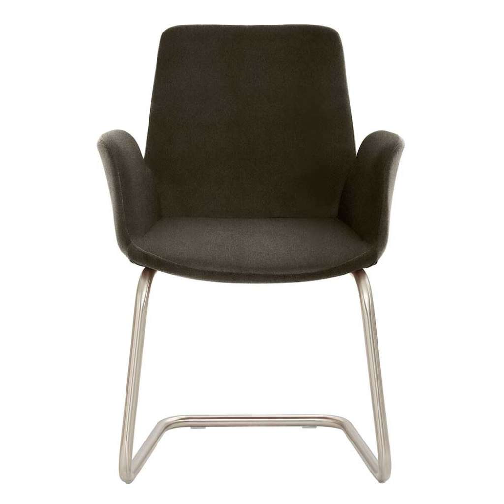 Freischwinger mit Armlehnen Gestell aus Metall in Chrom gebürstet