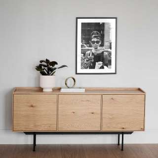 Esszimmersideboard 160 cm breit Wildeichefarben und Schwarz