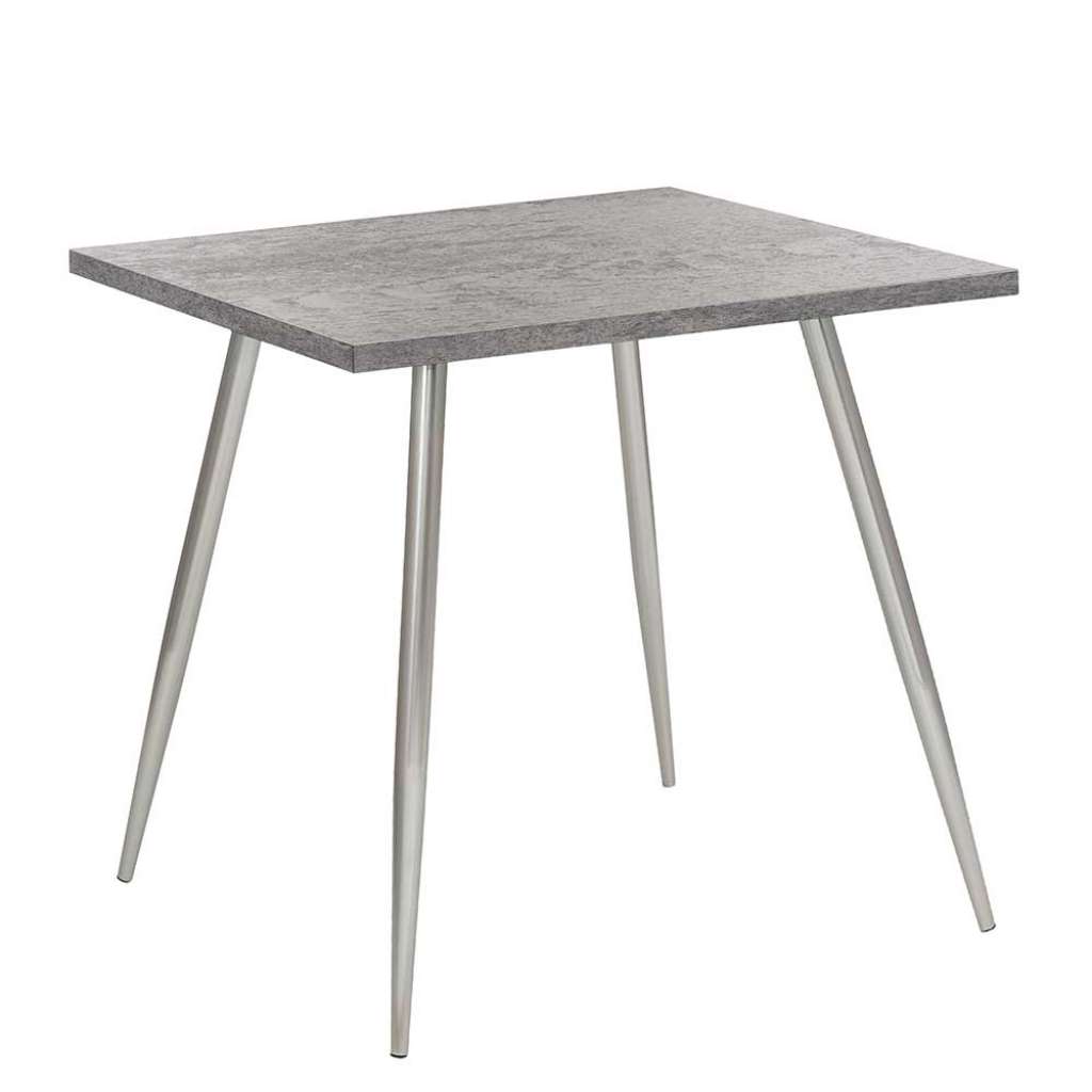 Retro Küchen Tisch in Beton Optik Grau Chrom gebürstet