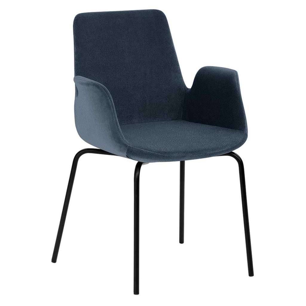 Blauer Polsterstuhl Esszimmer in modernem Design Gestell aus Metall