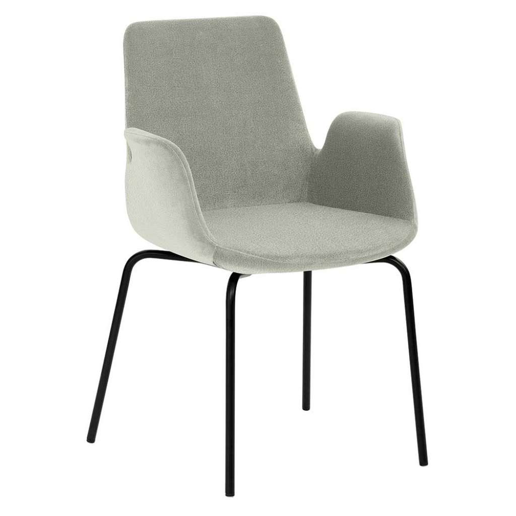 Grauer Esszimmerstuhl mit gepolsterter Rückenlehne Armlehnen