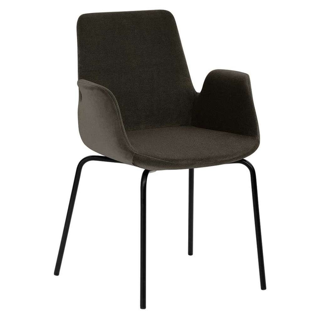 Brauner Armlehnenstuhl 48 cm Sitzhöhe Gestell aus Metall