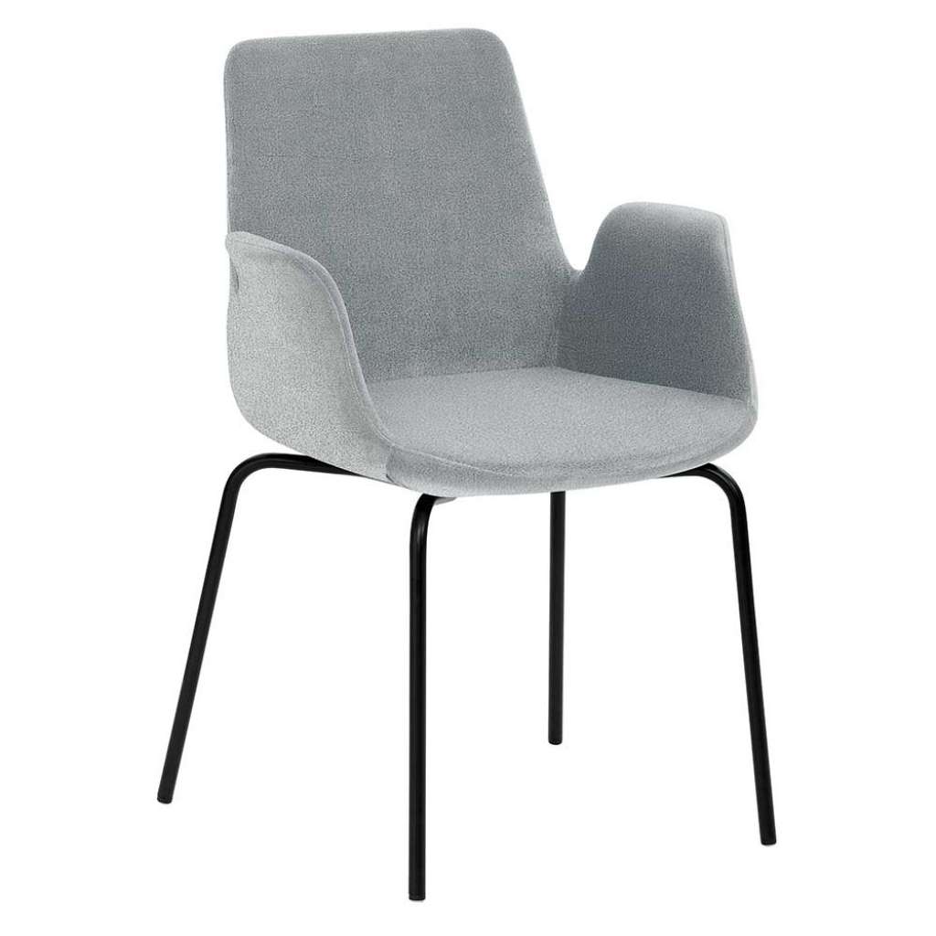 Esszimmerarmlehnstuhl in Hellblau Stoff Schwarz