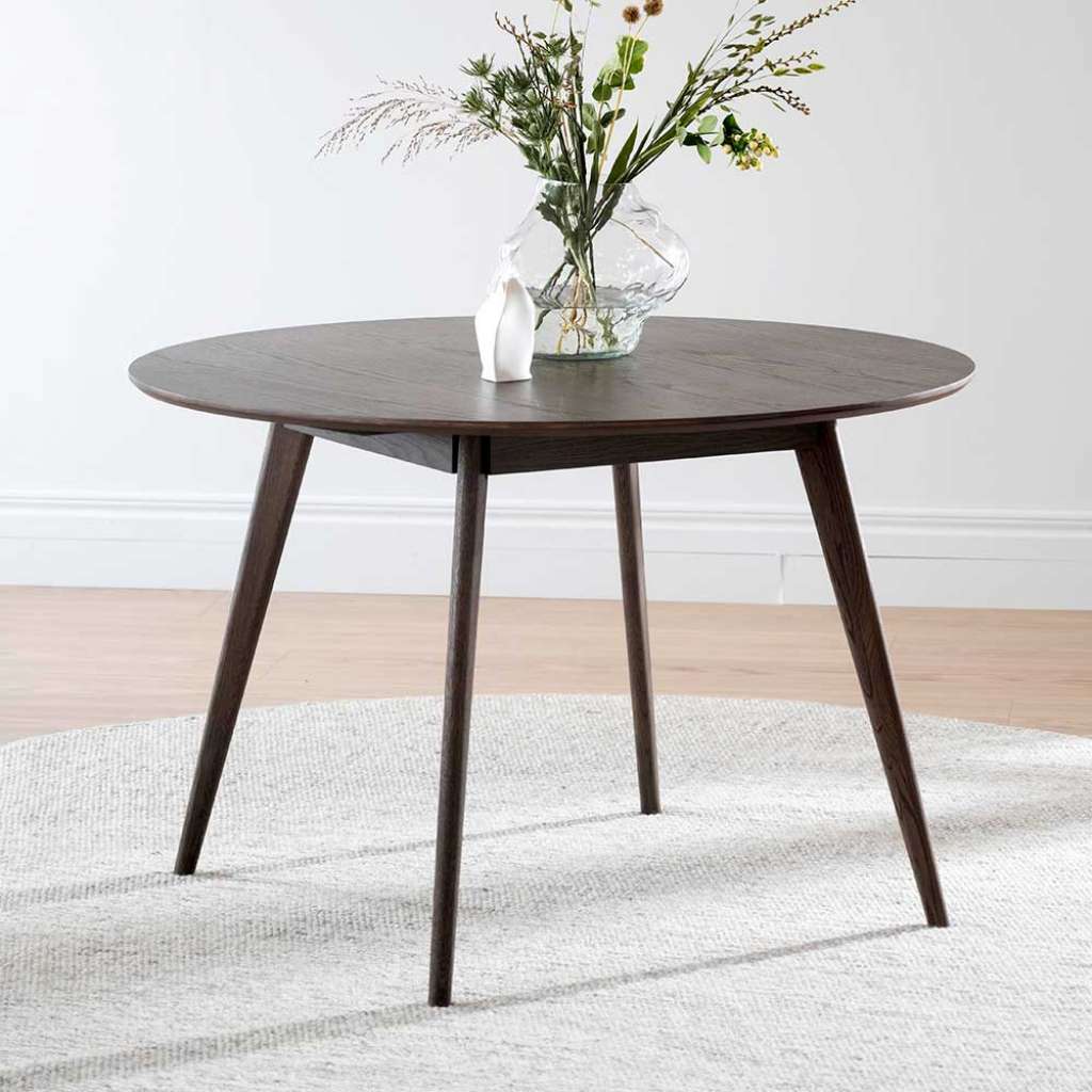 Runder Küchentisch 115 cm Durchmesser Esche Braun furniert