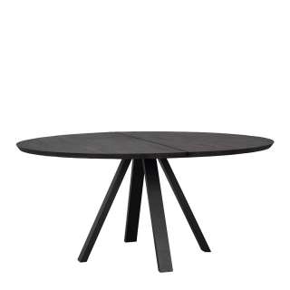 150 cm Esstisch mit runder Tischplatte Schwarz