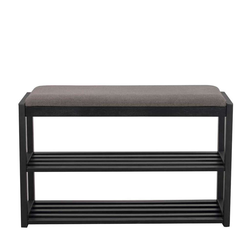 Schuhbank aus Holz in modernem Design Schwarz und Dunkelgrau